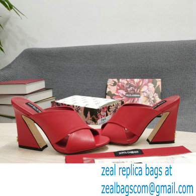 Dolce  &  Gabbana Heel 11cm Mules Calfskin Red with Geometric Heel 2022